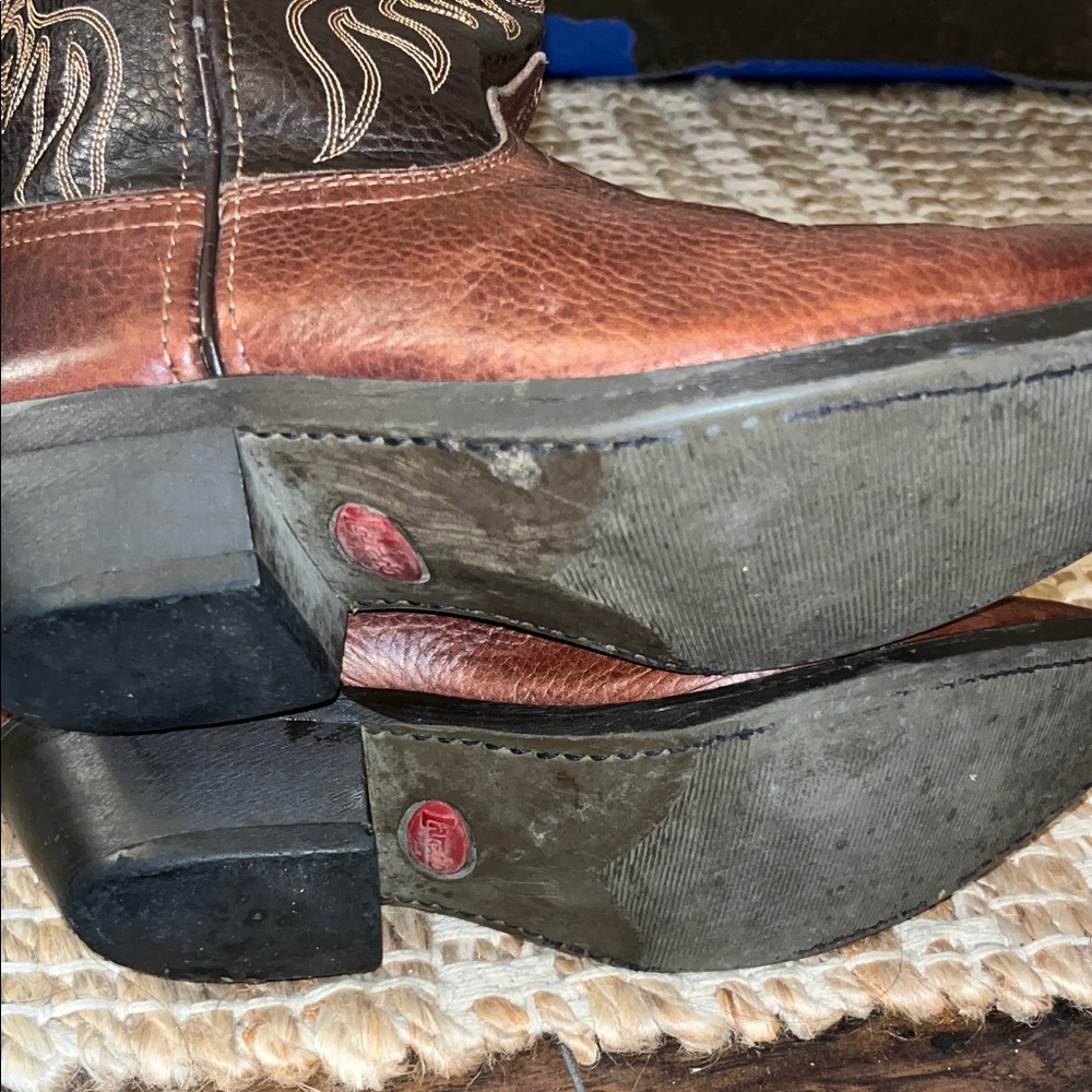 Women’sBrown Western Cowboy Boots - Classic Two-Tone Leather - Picture 8 of 10